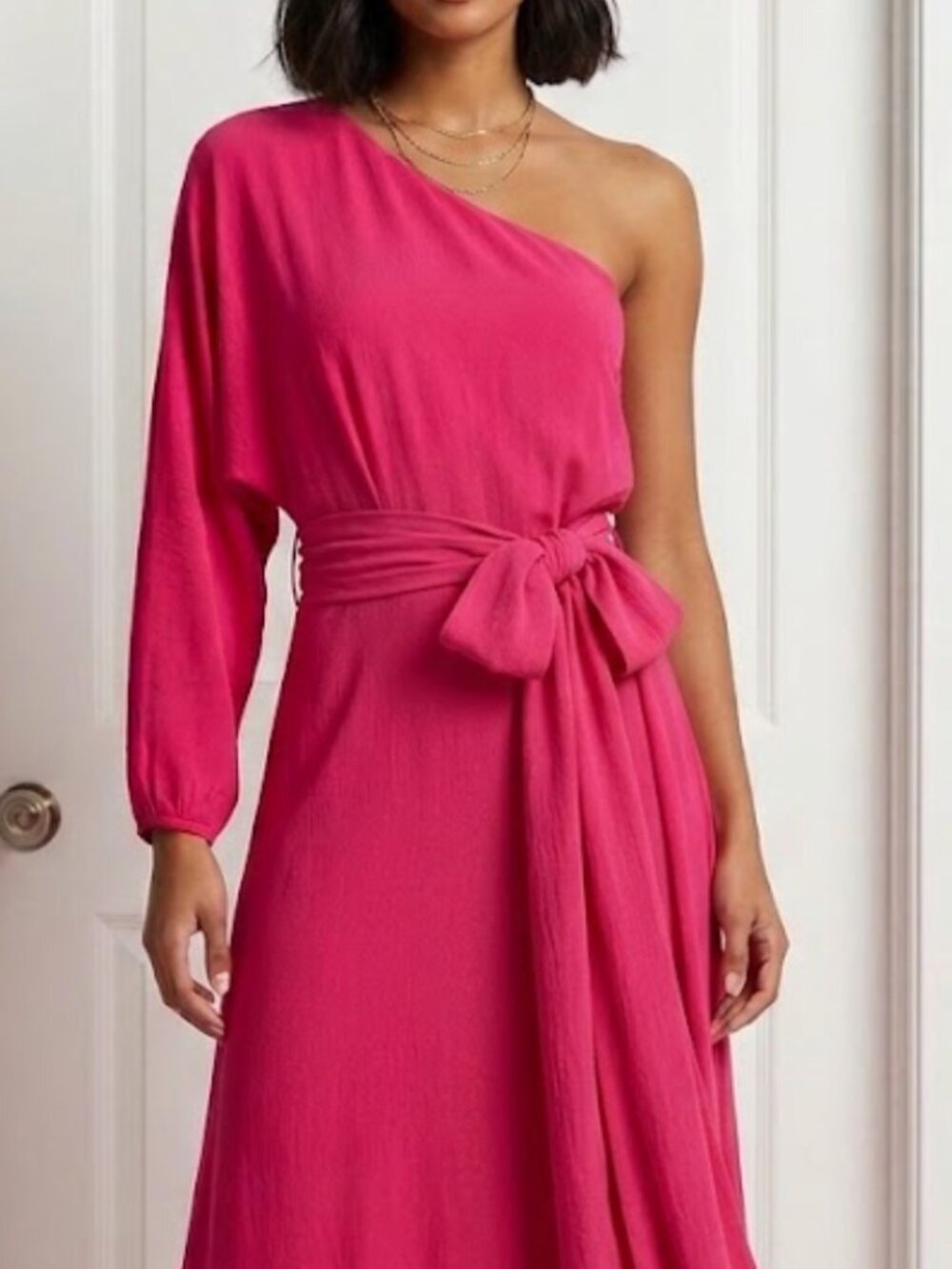 Imperial Made In Italy Hot Pink One-Shoulder Maxi Dress - Size M